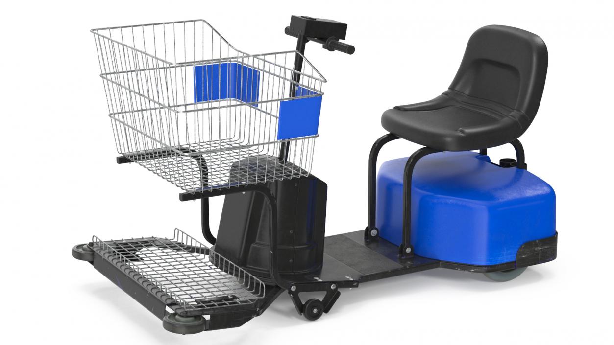 3D Motorized Grocery Cart Blue Dirty model