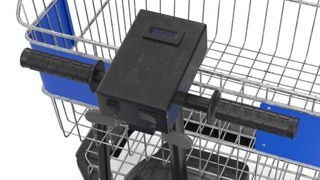 3D Motorized Grocery Cart Blue Dirty model