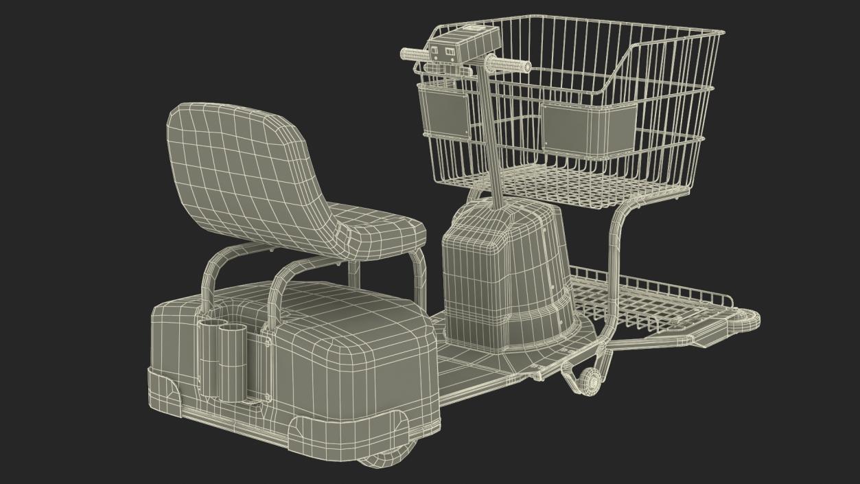 3D Motorized Grocery Cart Blue Dirty model