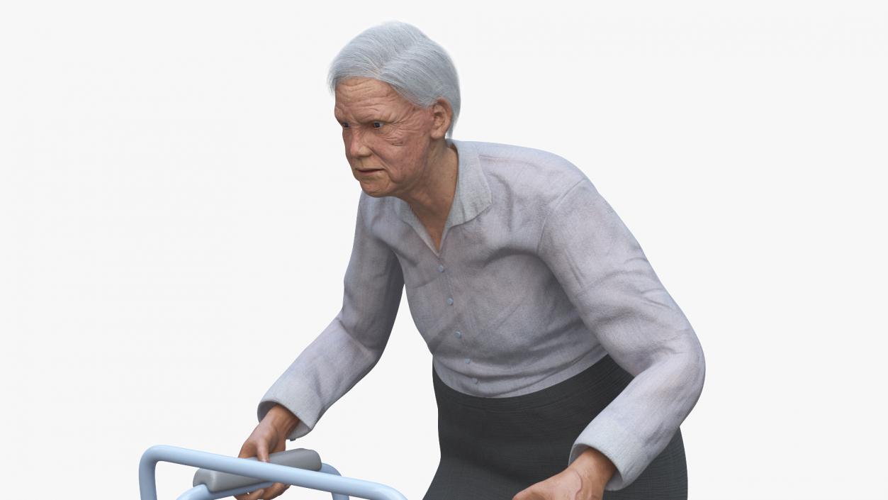 3D model Older Woman with a Walker