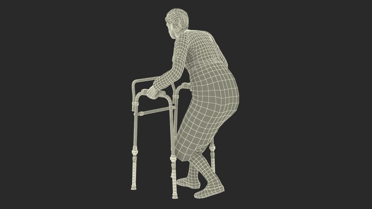 3D model Older Woman with a Walker