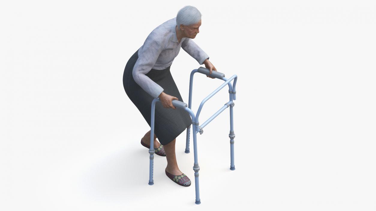 3D model Older Woman with a Walker