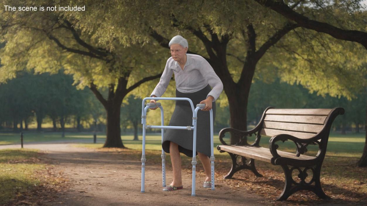 3D model Older Woman with a Walker