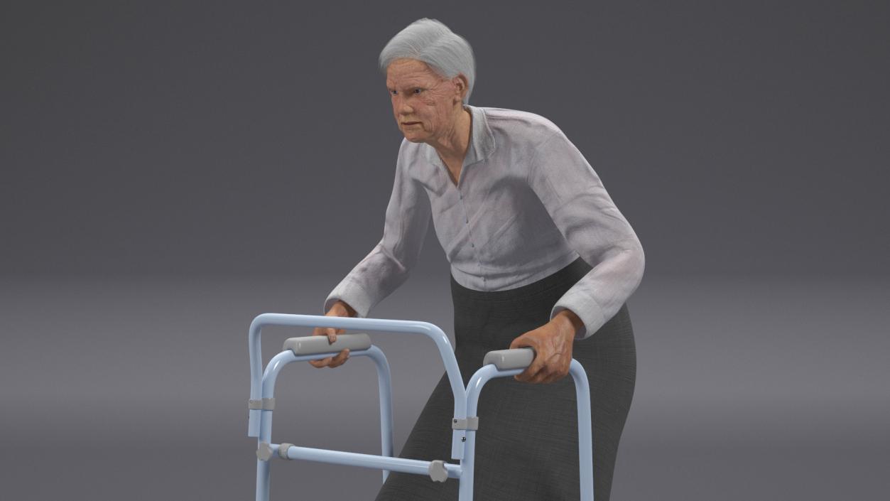 3D model Older Woman with a Walker