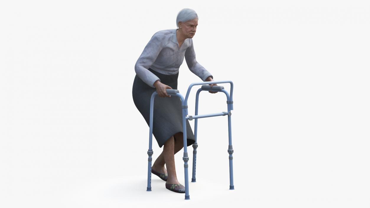 3D model Older Woman with a Walker