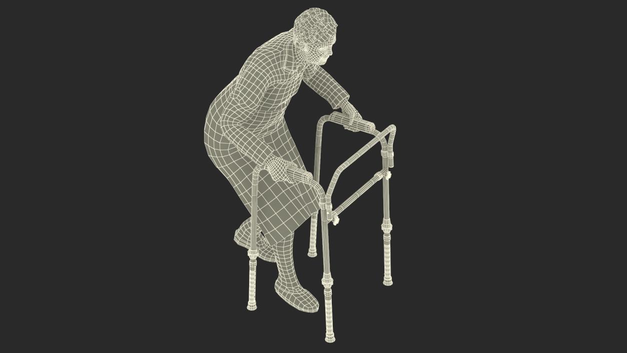 3D model Older Woman with a Walker