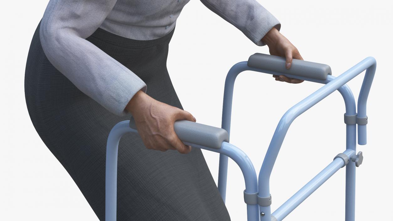 3D model Older Woman with a Walker