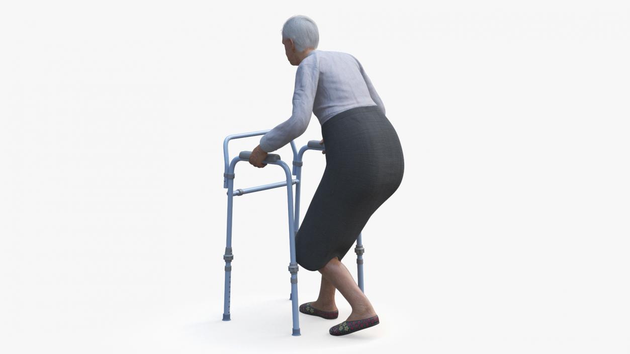 3D model Older Woman with a Walker