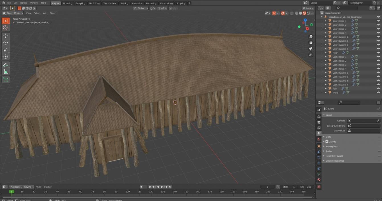 3D model Scandinavian Vikings Longhouse