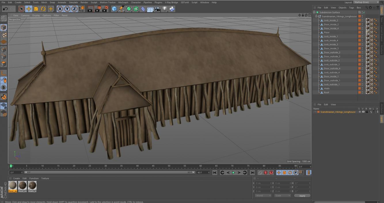 3D model Scandinavian Vikings Longhouse