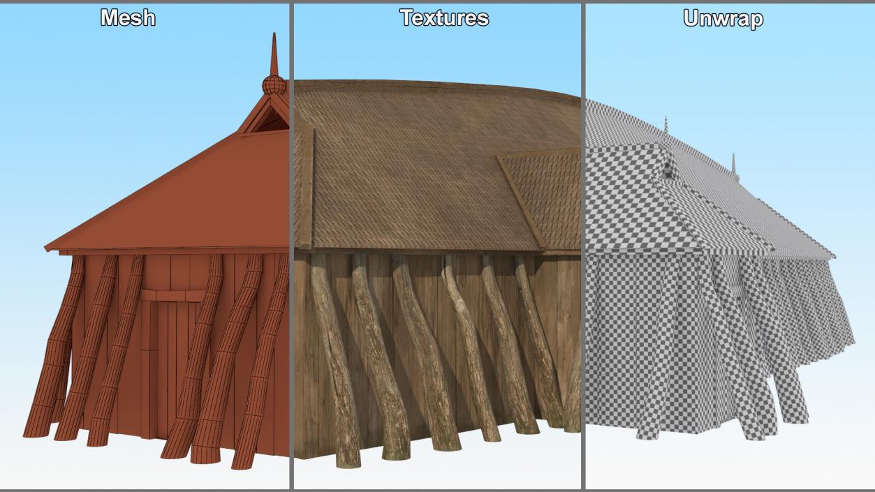 3D model Scandinavian Vikings Longhouse