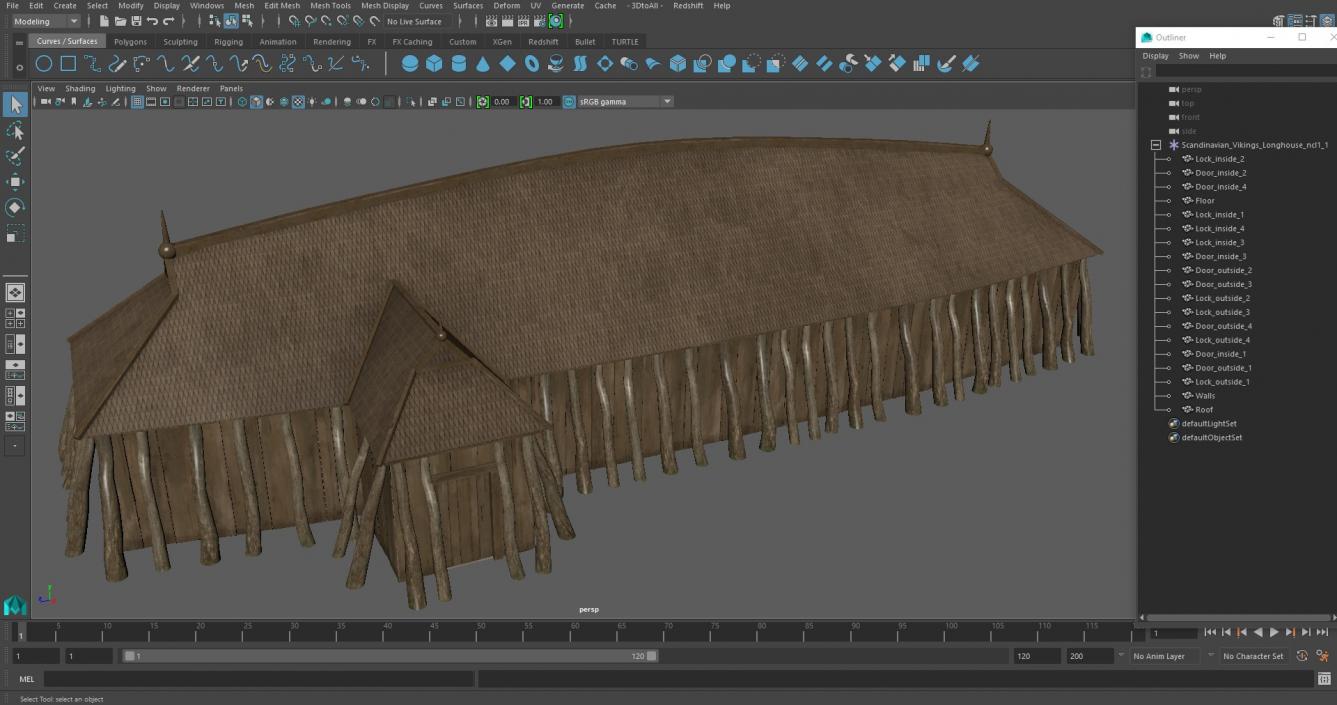 3D model Scandinavian Vikings Longhouse