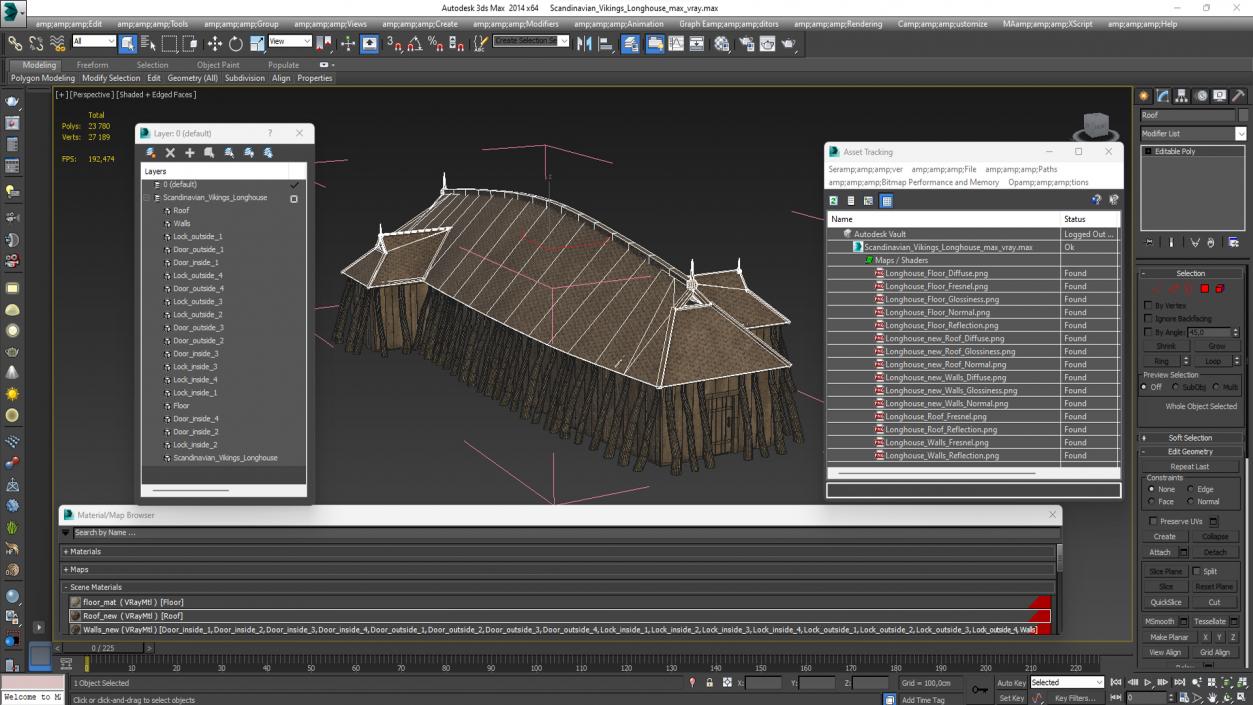 3D model Scandinavian Vikings Longhouse