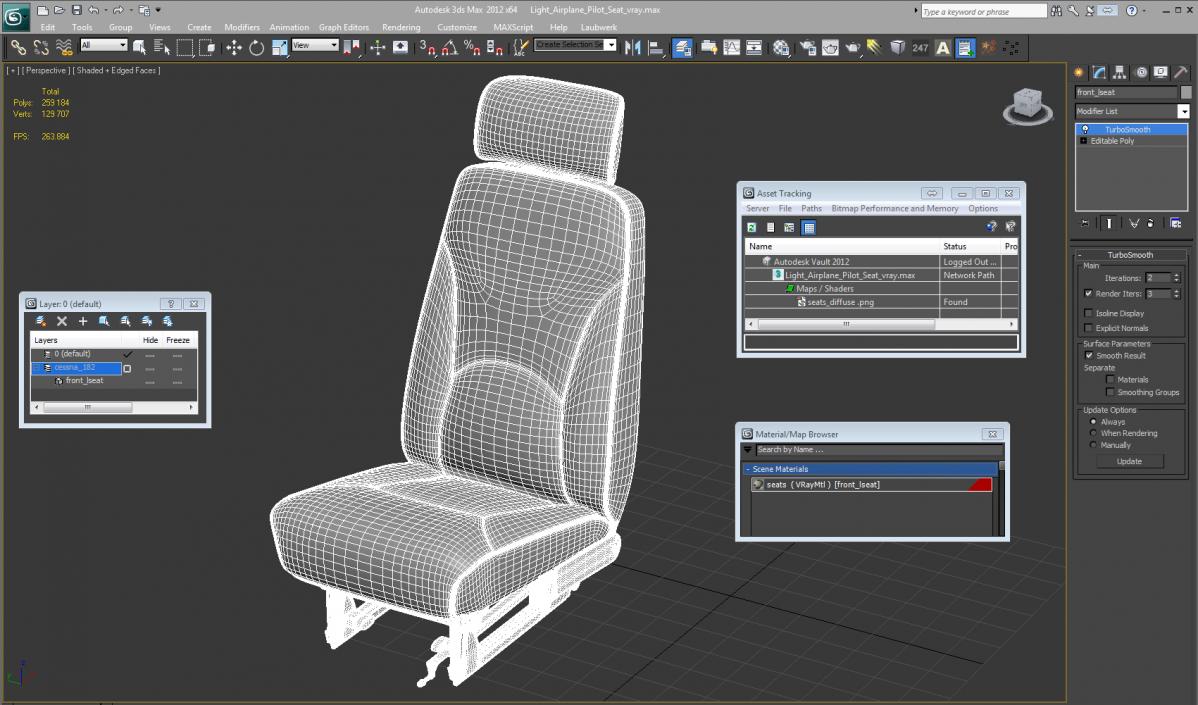 3D model Light Airplane Pilot Seat