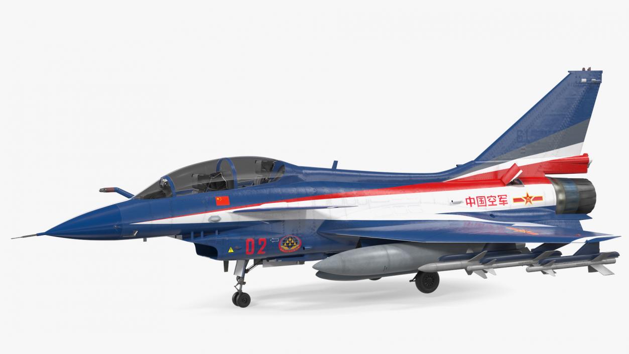 3D Chengdu J10 S Aerobatic Team Fighter Jet Armed