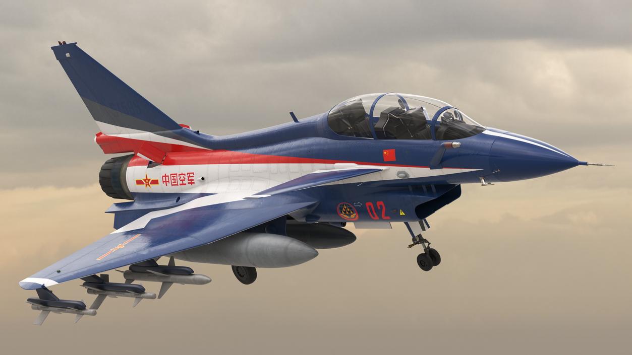 3D Chengdu J10 S Aerobatic Team Fighter Jet Armed