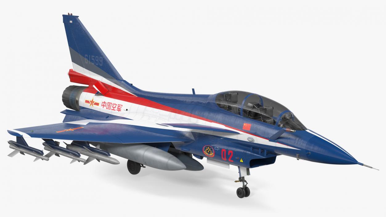 3D Chengdu J10 S Aerobatic Team Fighter Jet Armed