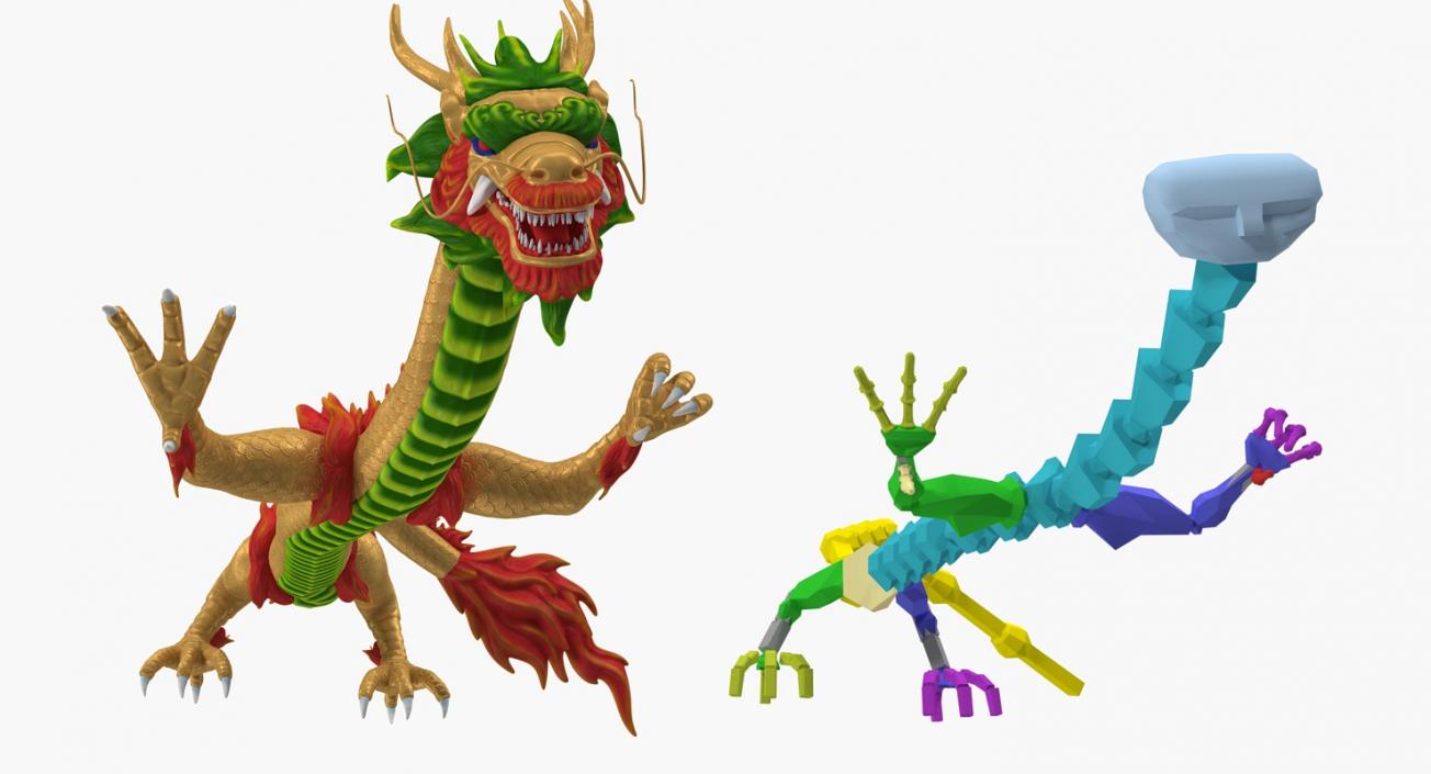 3D model Colorful Chinese Dragon Rigged