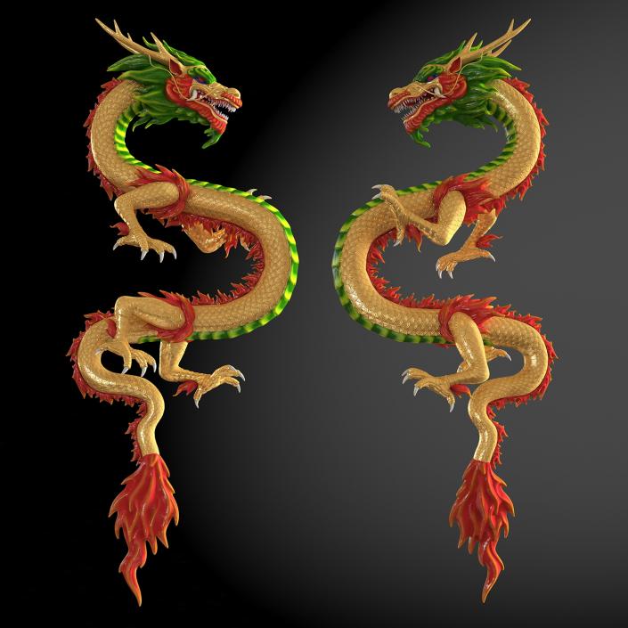 3D model Colorful Chinese Dragon Rigged