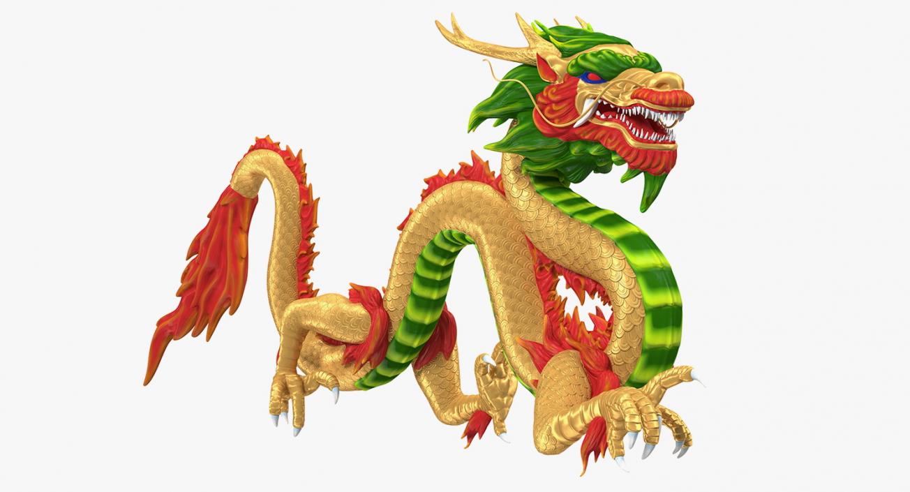 3D model Colorful Chinese Dragon Rigged