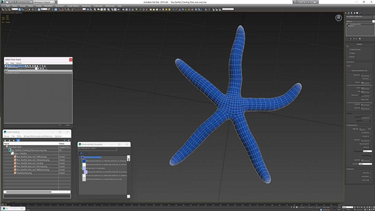 3D Sea Starfish Crawling Pose