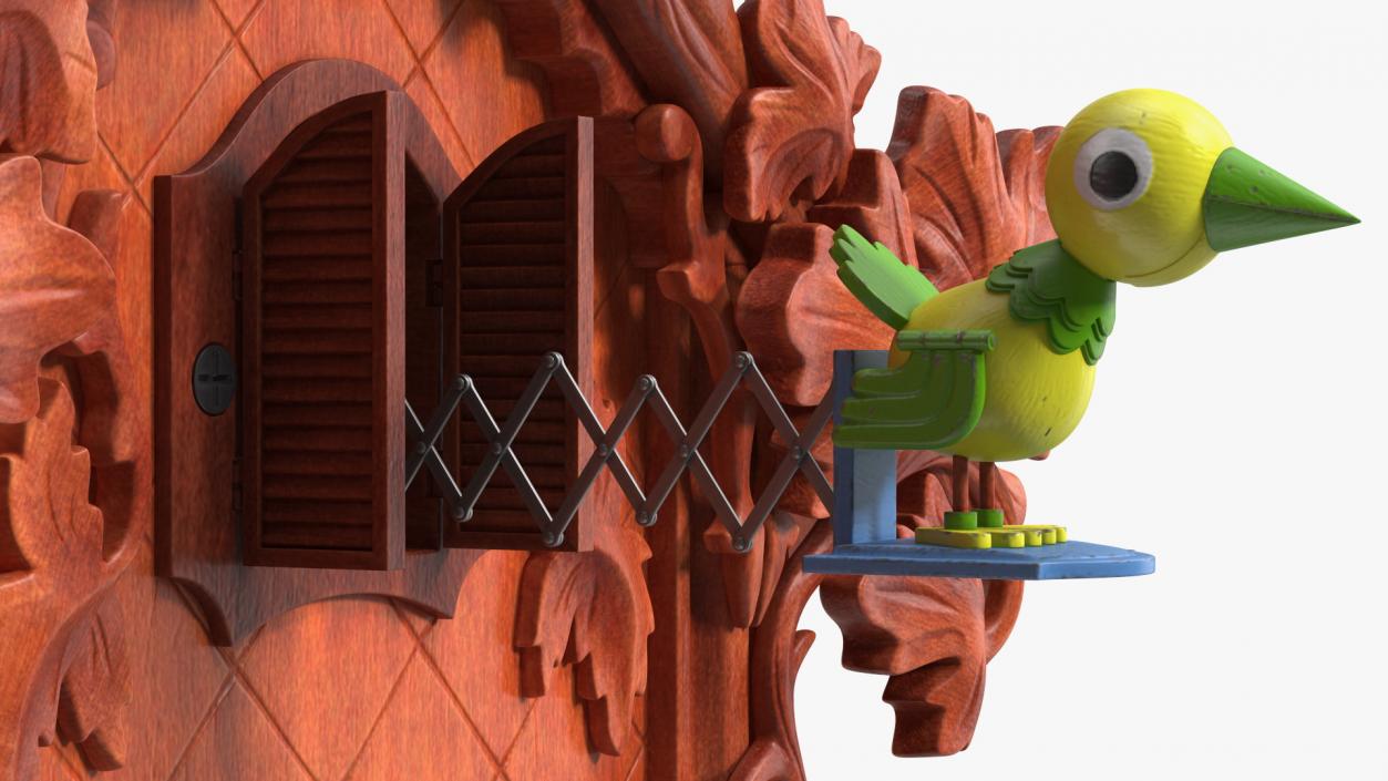 3D model Wooden Cuckoo Clock Red Rigged