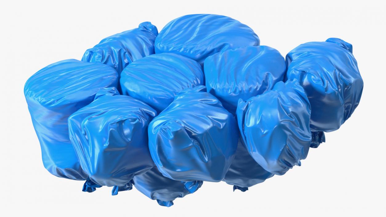 Tied Closed Blue Plastic Rubbish Bags 3D