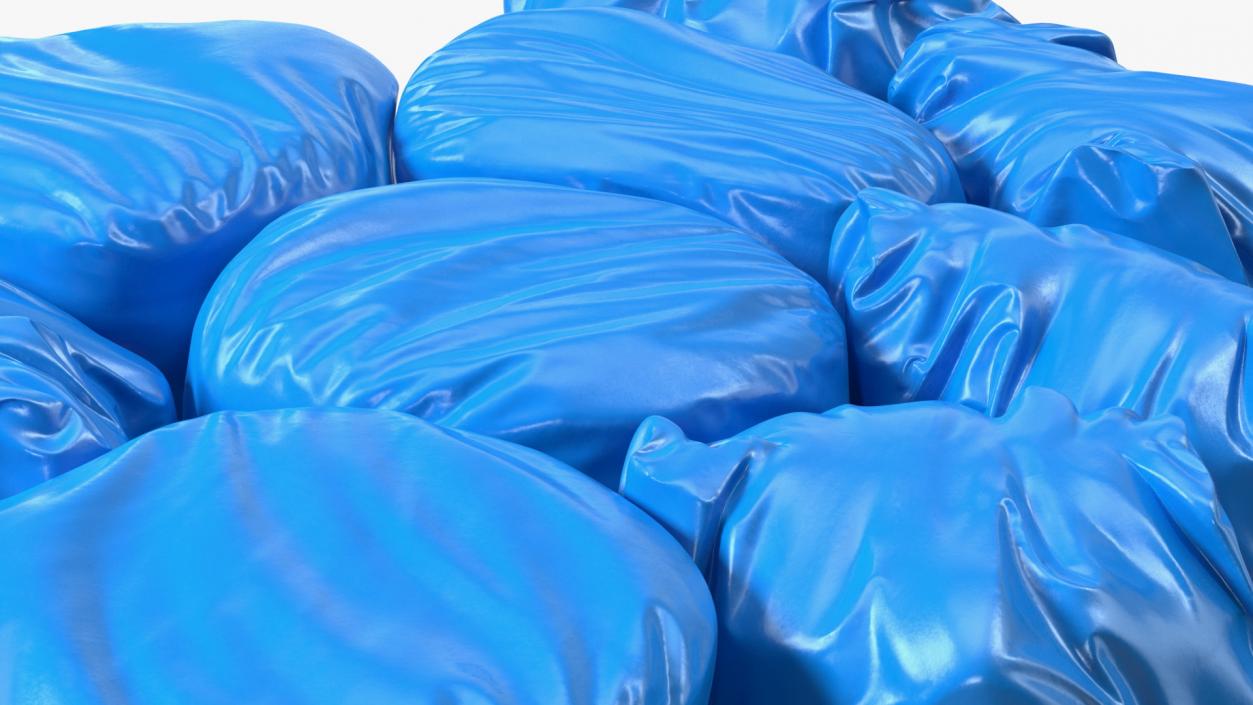 Tied Closed Blue Plastic Rubbish Bags 3D