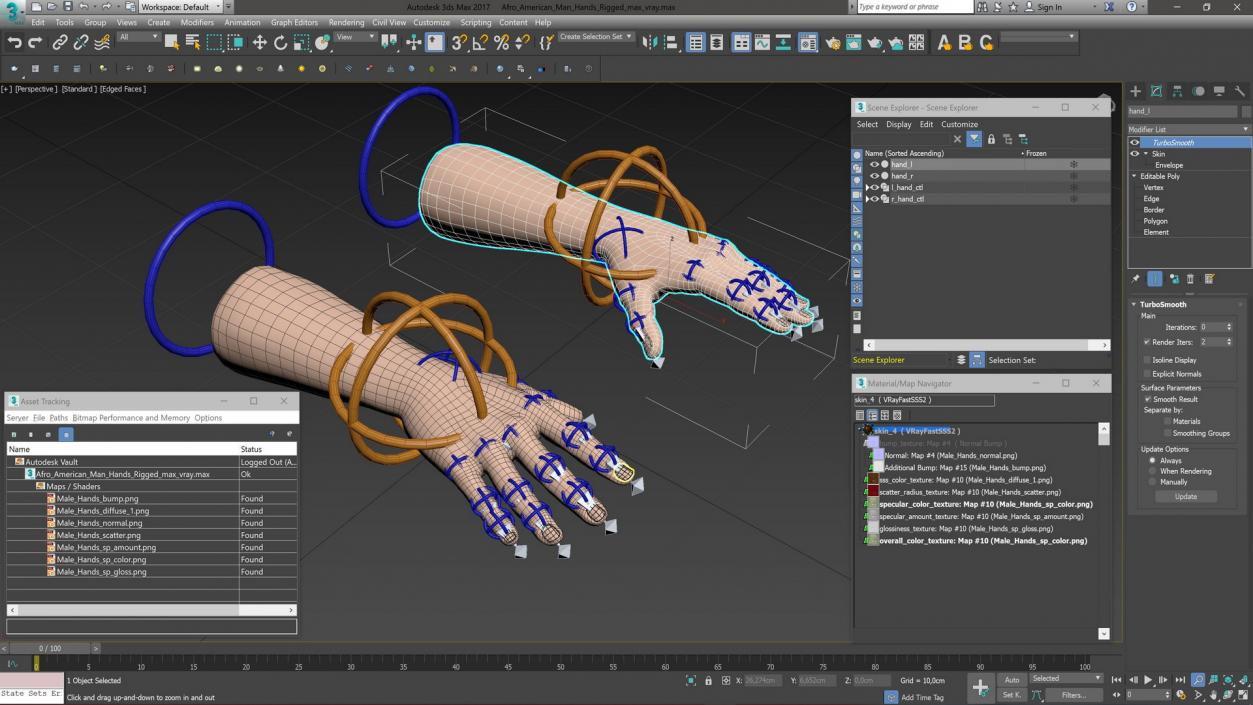 3D model Afro American Man Hands Rigged