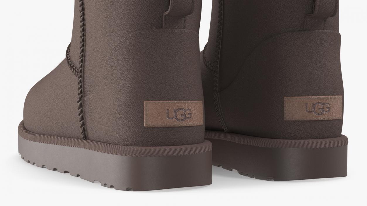 UGG Australia Womens Classic Mini Boots Fur Brown 3D model