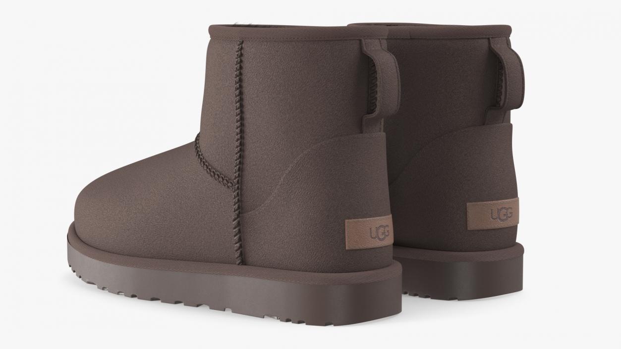 UGG Australia Womens Classic Mini Boots Fur Brown 3D model