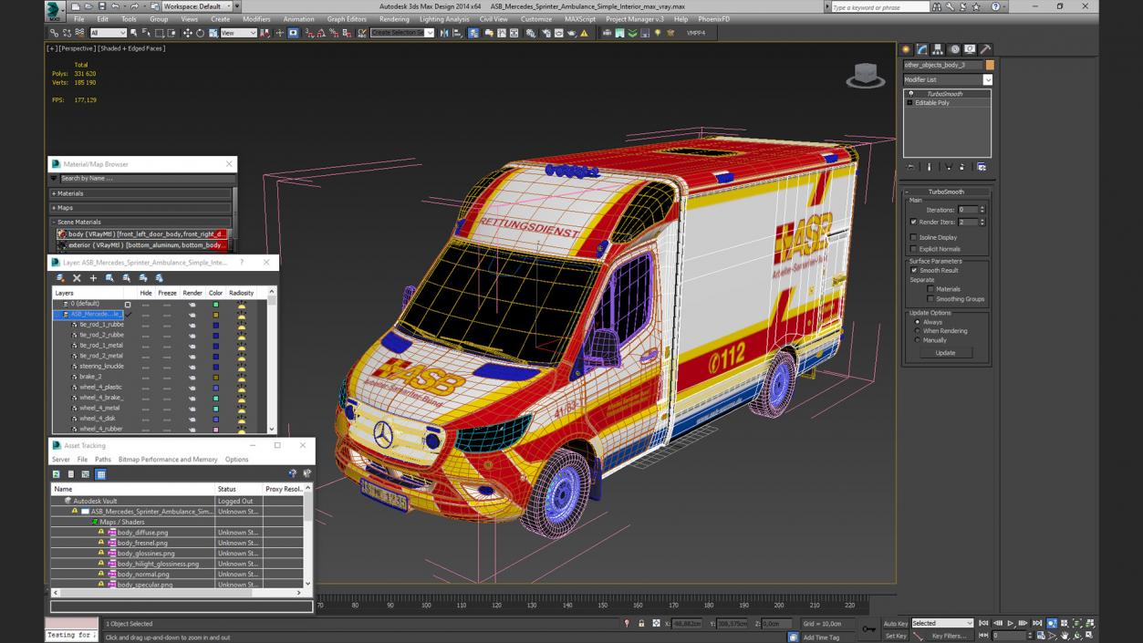 ASB Mercedes Sprinter Ambulance Simple Interior 3D