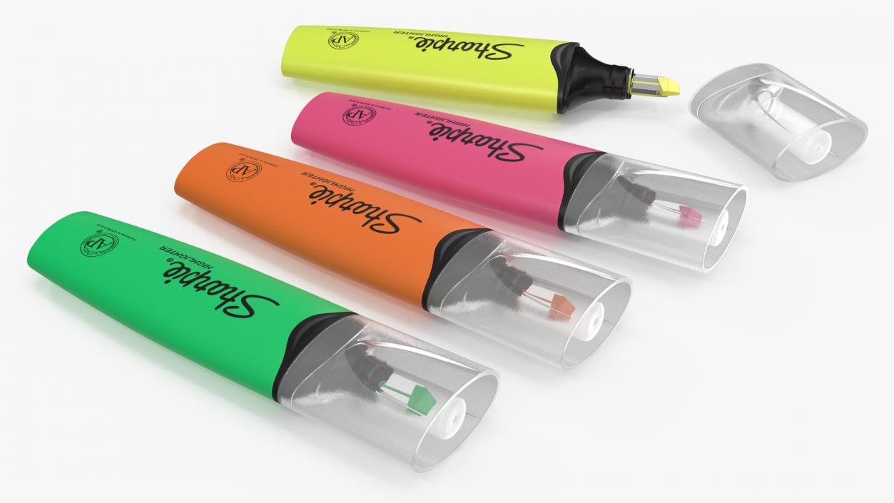 4 Sharpie Highlighter Markers 3D model