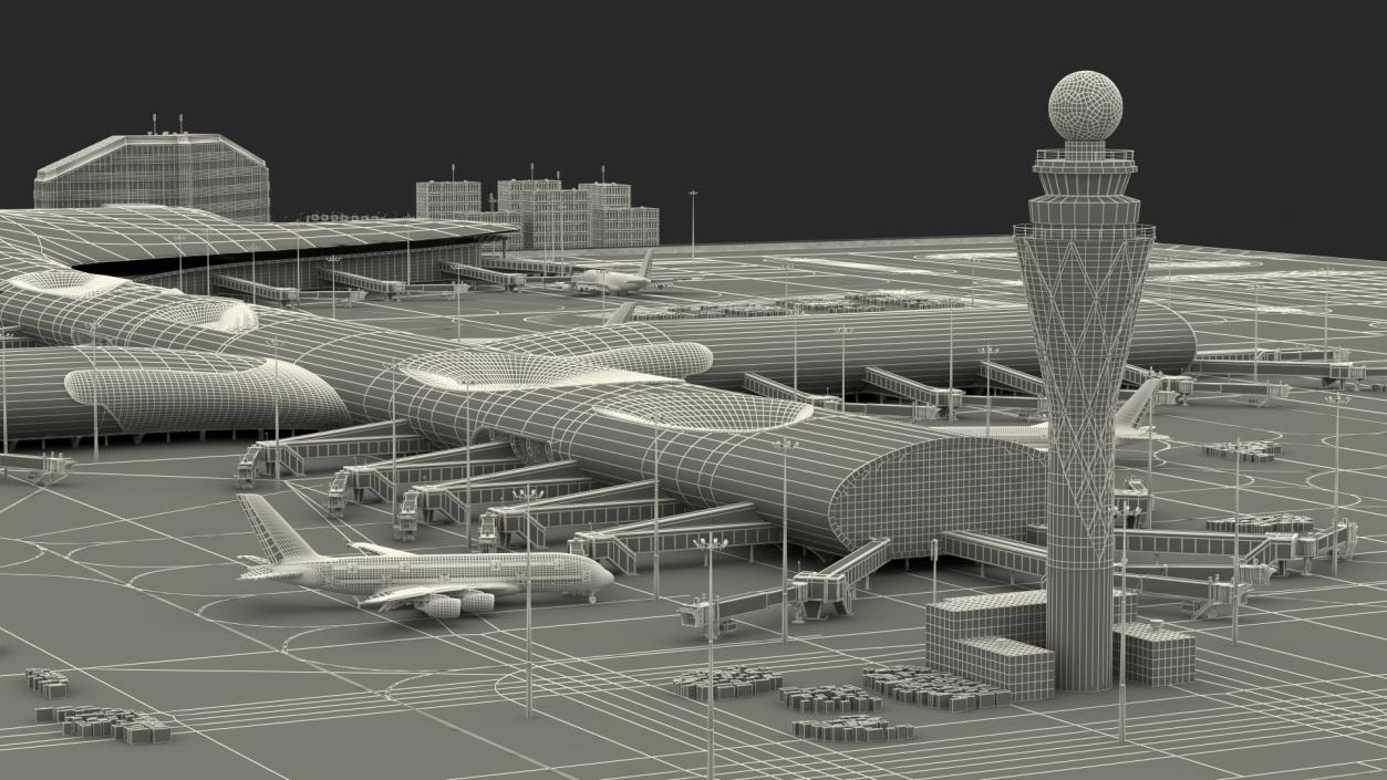 3D Airport Infrastructure With Aircraft