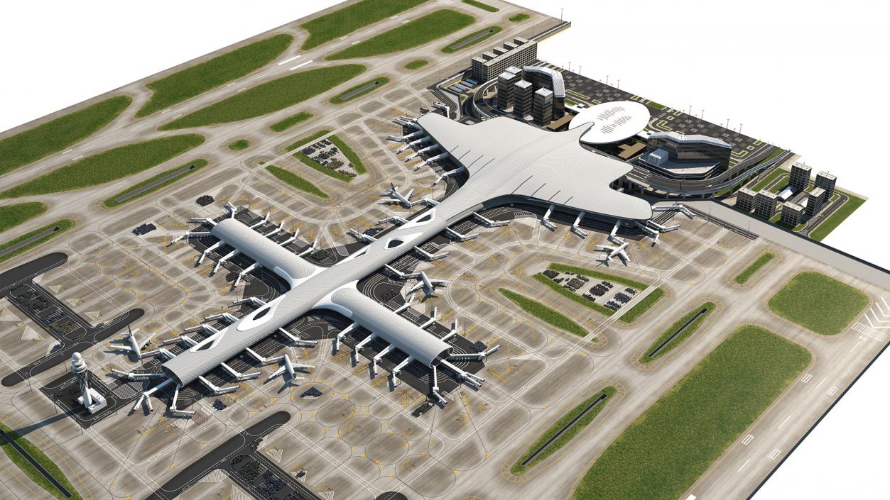 3D Airport Infrastructure With Aircraft