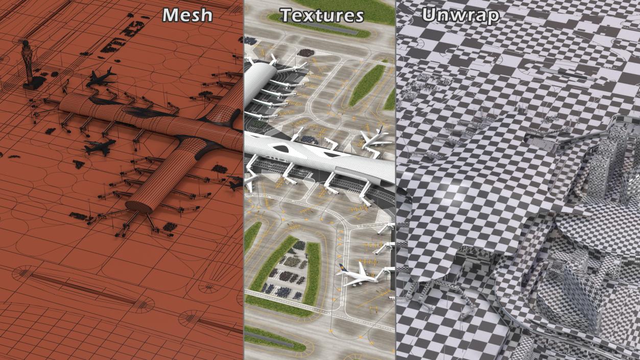 3D Airport Infrastructure With Aircraft