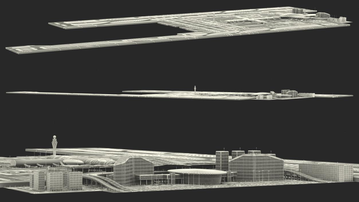 3D Airport Infrastructure With Aircraft