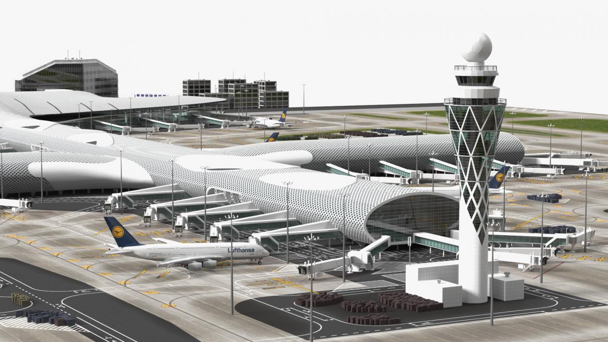 3D Airport Infrastructure With Aircraft