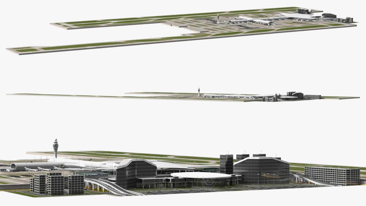 3D Airport Infrastructure With Aircraft