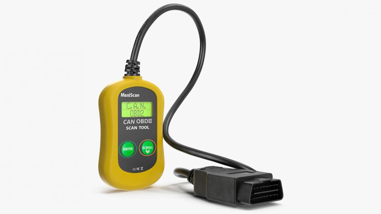 3D OBD2 Code Reader Yellow Vertical Position