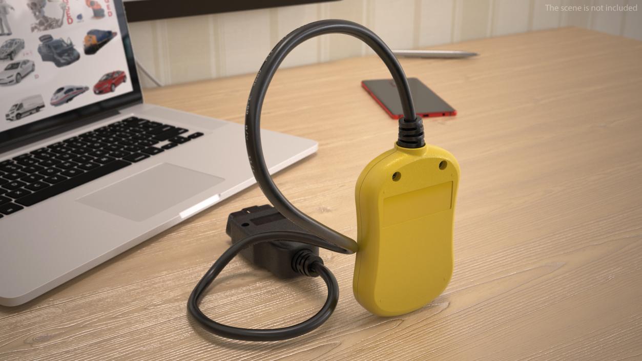 3D OBD2 Code Reader Yellow Vertical Position