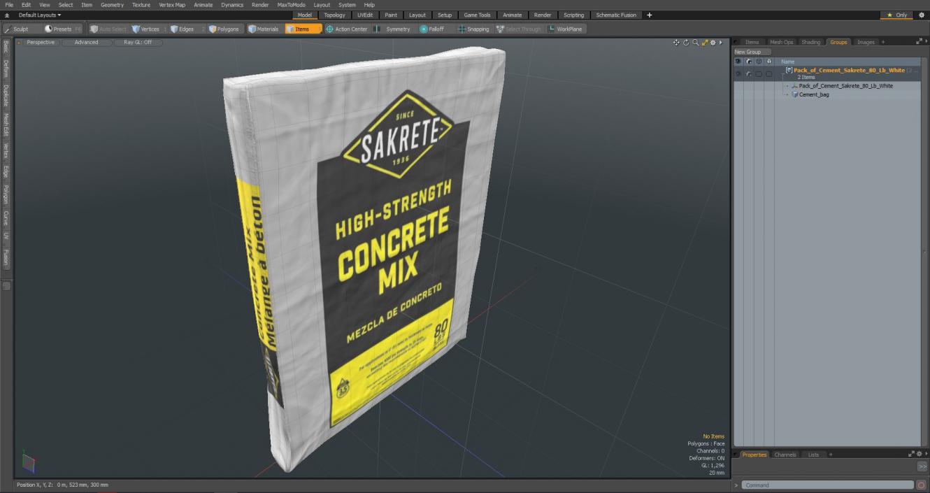 Pack of Cement Sakrete 80 Lb White 3D model