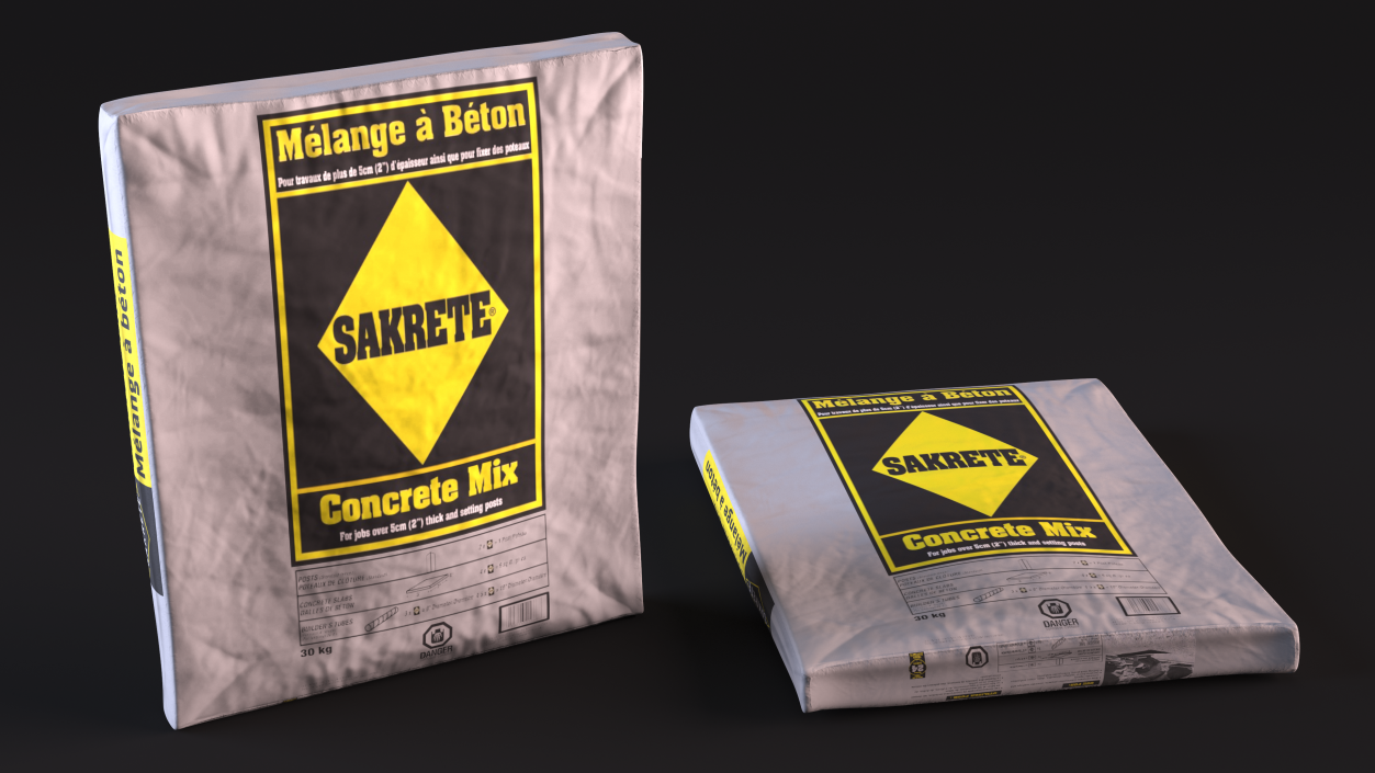 Pack of Cement Sakrete 80 Lb White 3D model