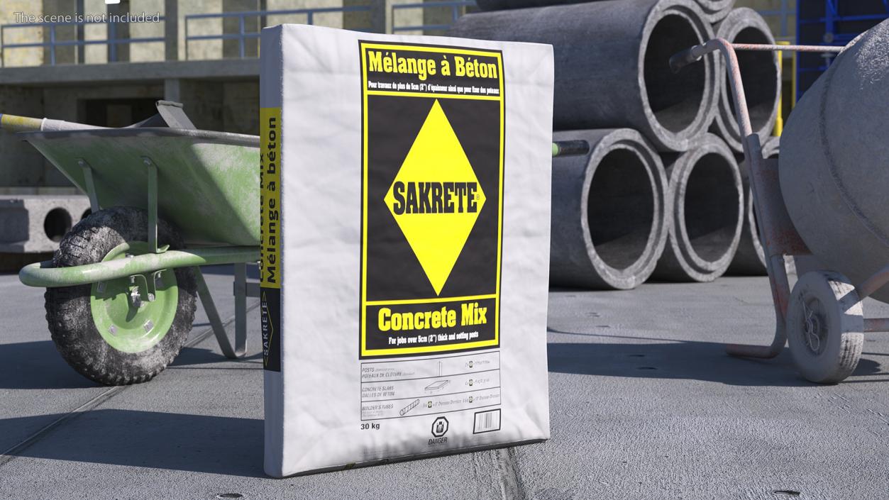 Pack of Cement Sakrete 80 Lb White 3D model