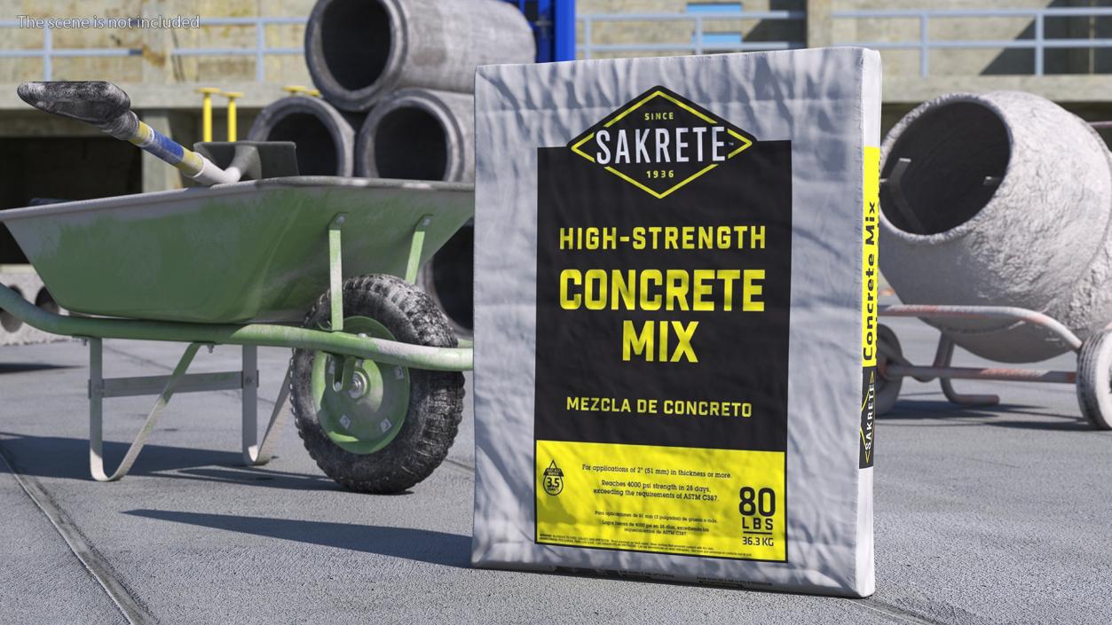 Pack of Cement Sakrete 80 Lb White 3D model