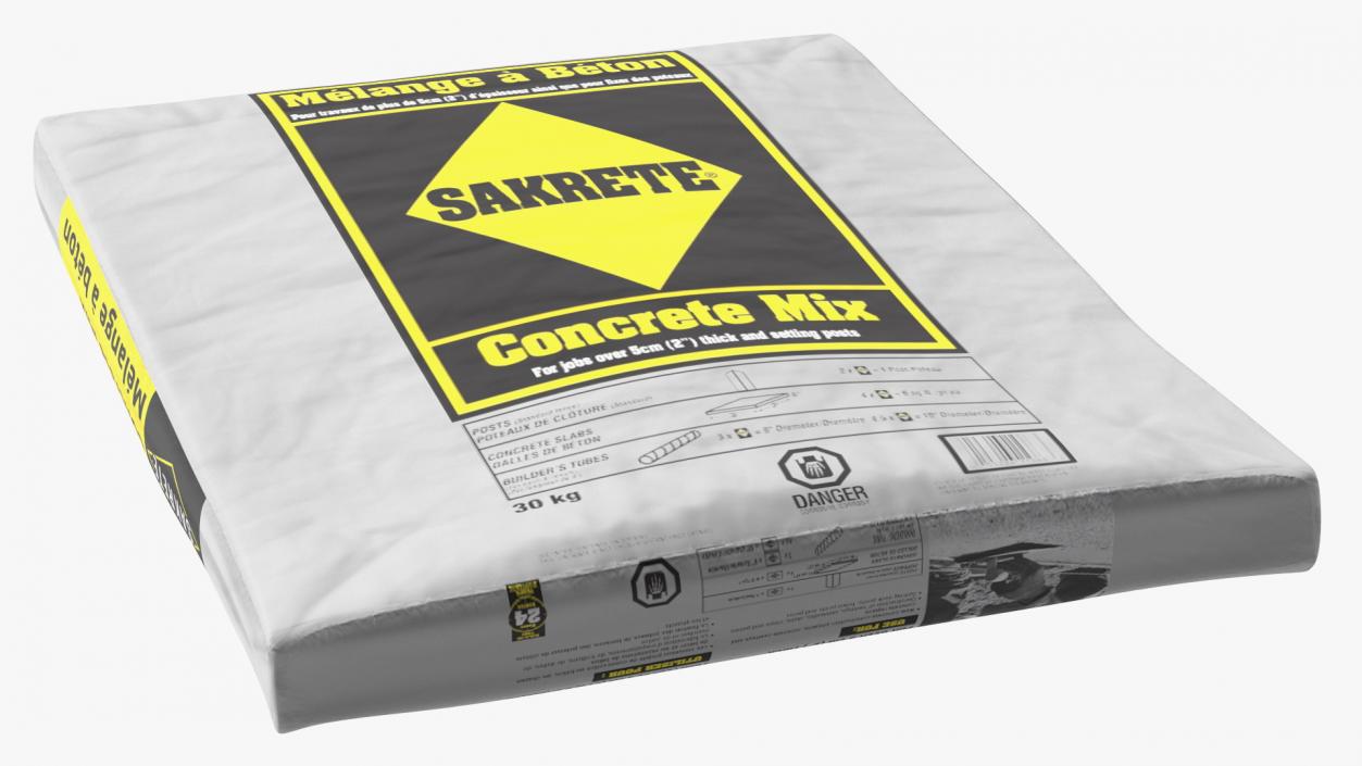 Pack of Cement Sakrete 80 Lb White 3D model