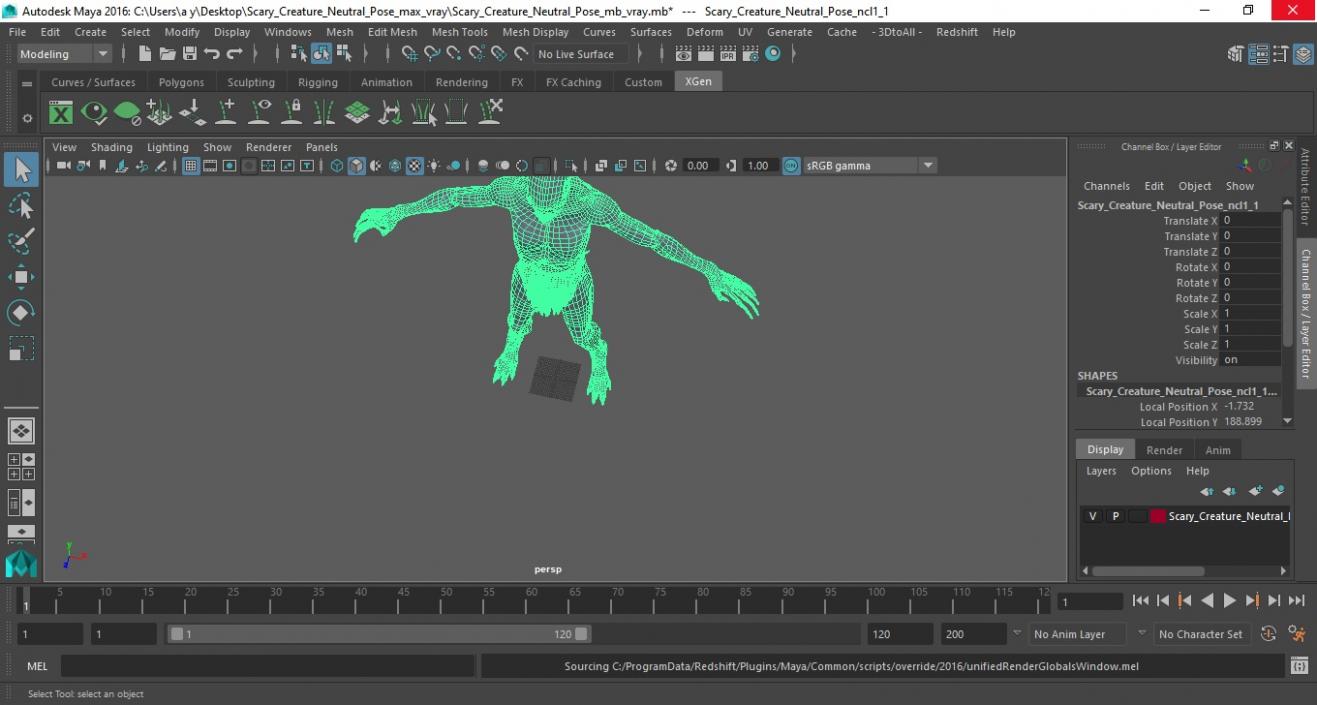 Scary Creature Neutral Pose 3D