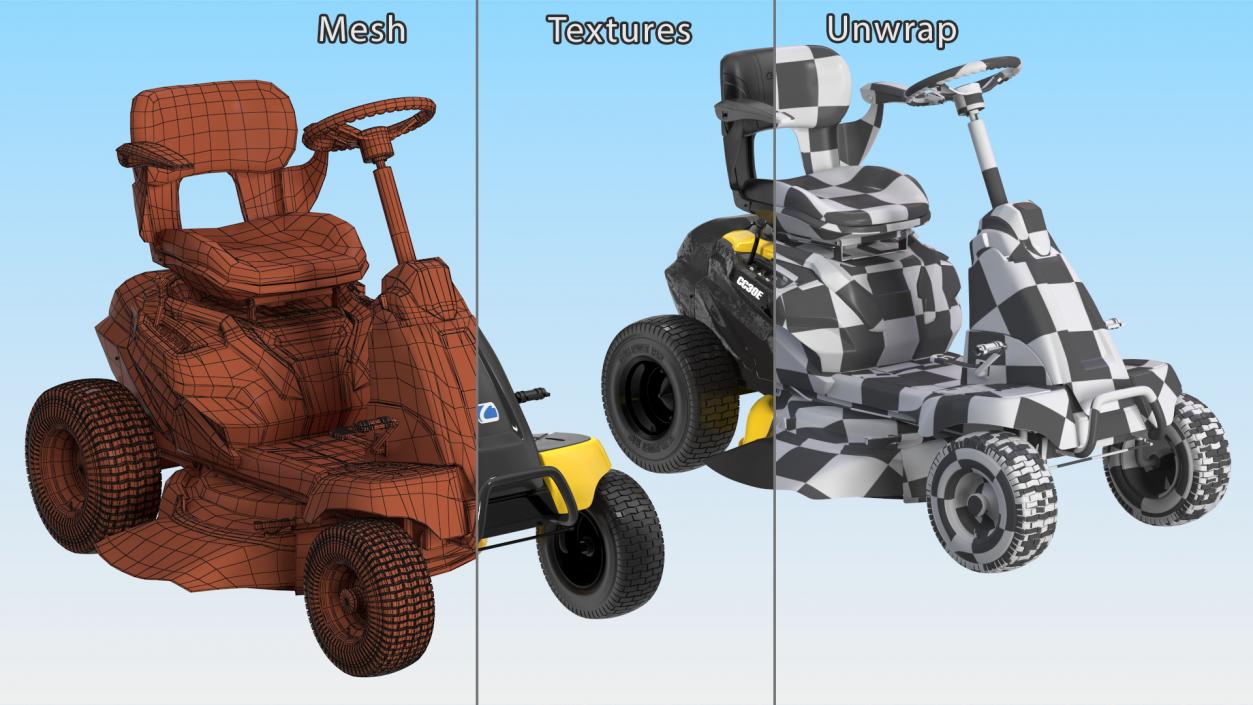 Electric Riding Lawn Mower Cub Cadet CC30E Rigged 3D model