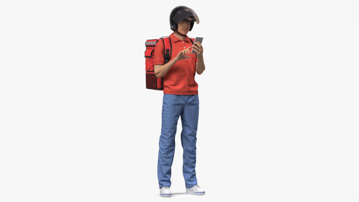 3D model Food Delivery Man Standing Pose Fur