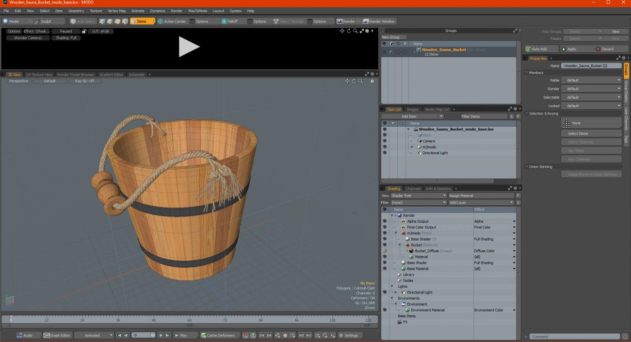 Wooden Sauna Bucket 3D model